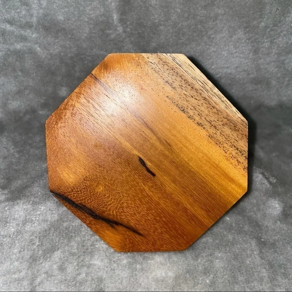 Handmade Wood Octagon Coasters Set of 6 with Holder Geometric Home Decor